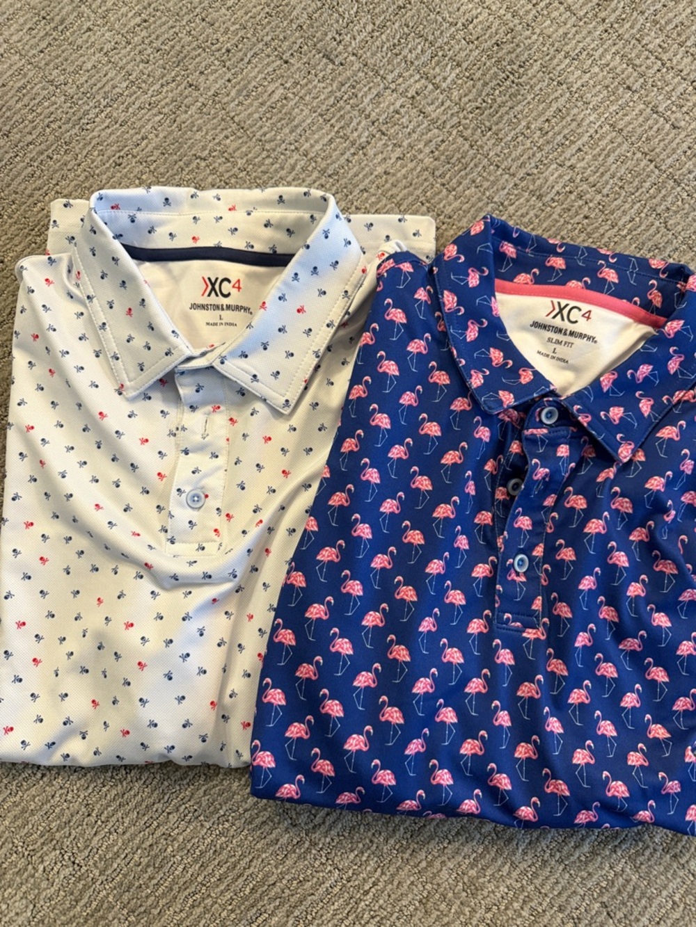 2 Mens Large Johnson & Murphy Polos